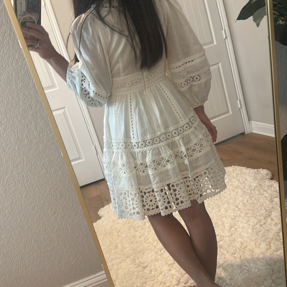 Zimmermann White Long Sleeve Lace Pop Trimmed Dress size OP - Picture 3 of 6